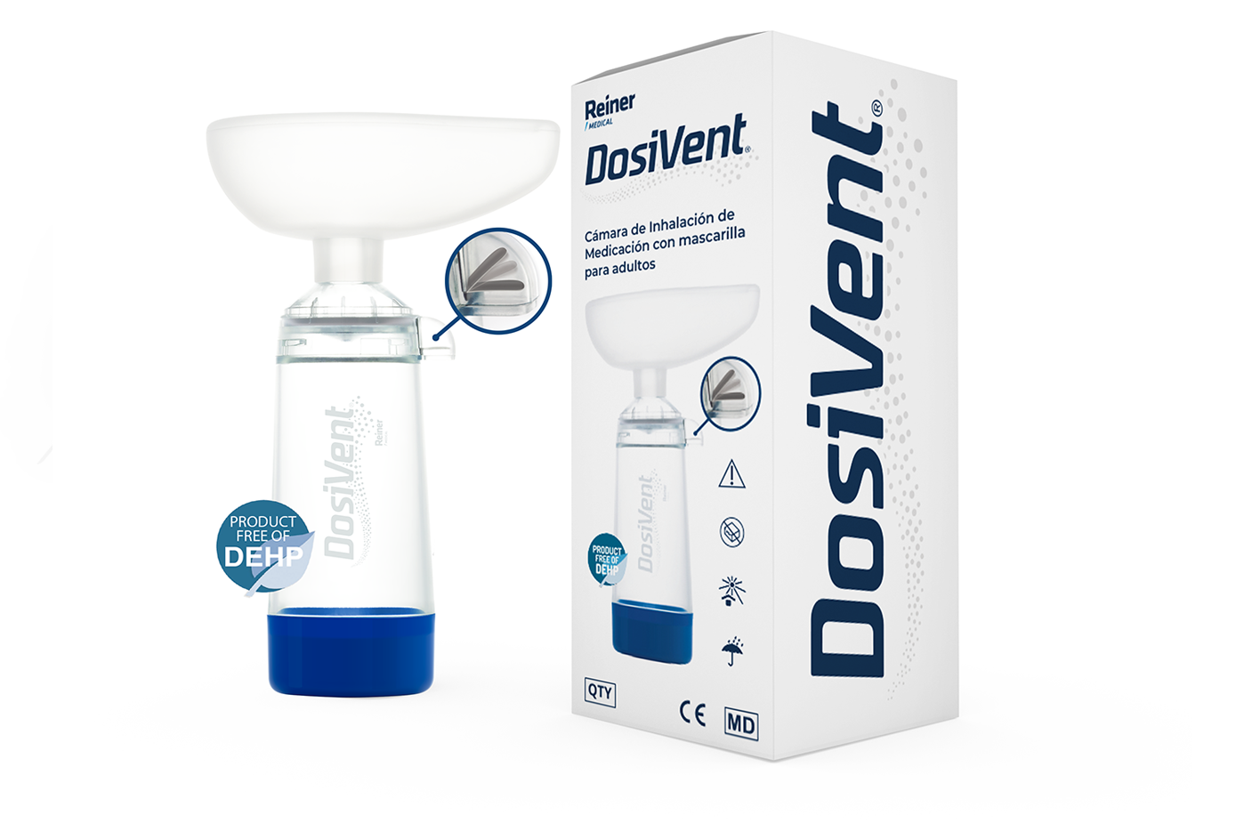 Inhaler Chamber with a Spacer and Mask (Neonatal, Kids, Adult)